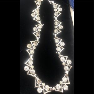 Groovy faux diamond faux silver necklace.